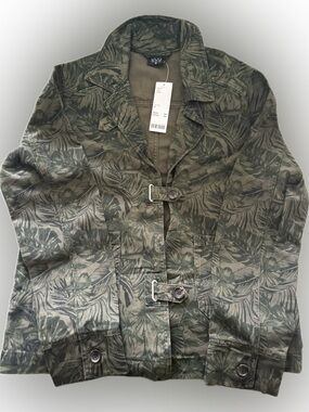 BDG Olive Green Print Buckle Jacket